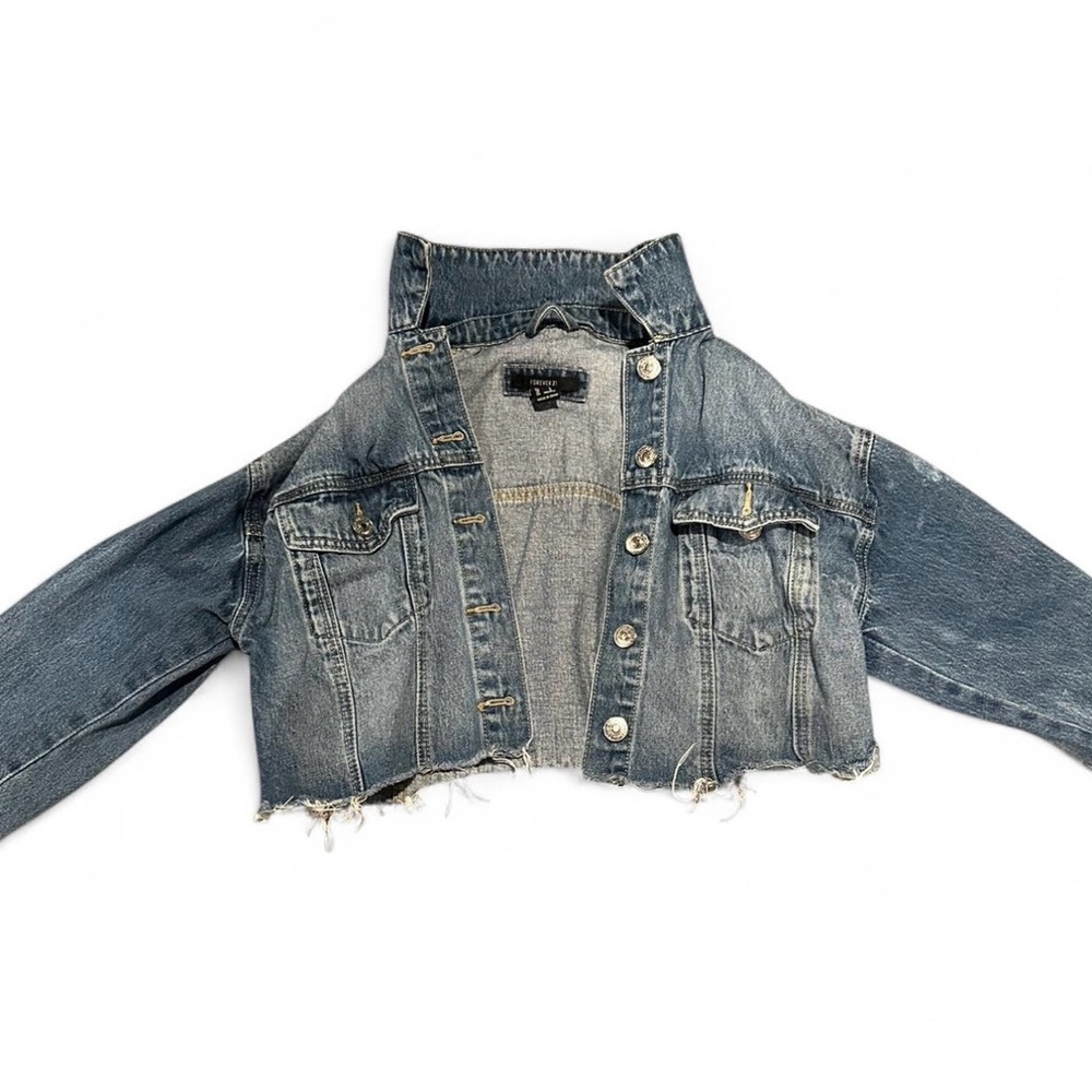 blue denim distressed jacket